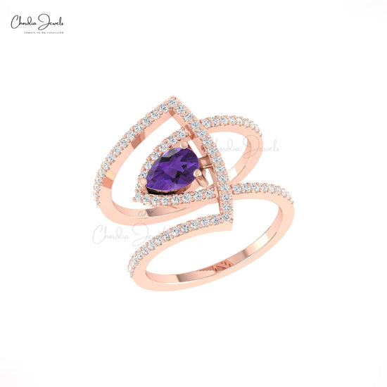 14k Solid Gold Amethyst Ring