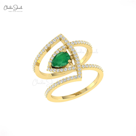 Pear Cut Emerald Gemstone Ring