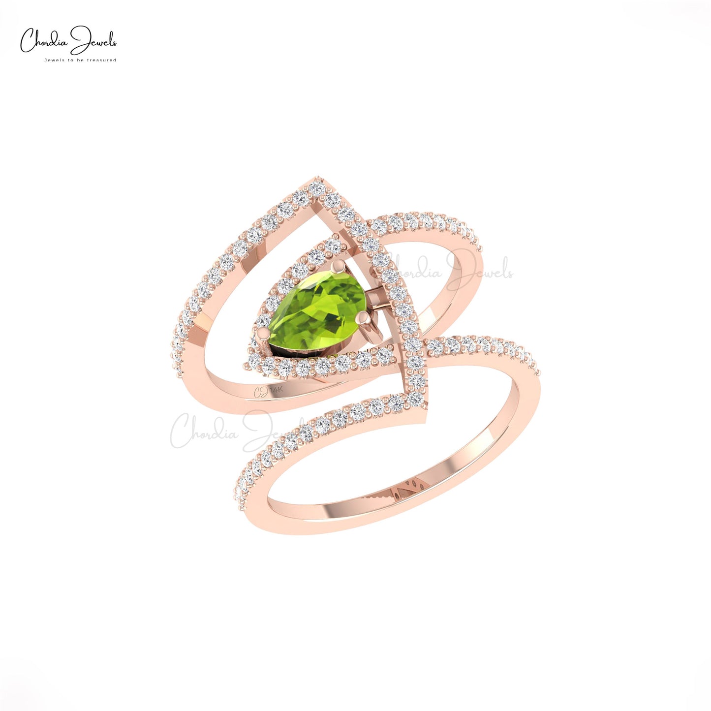 Pear Cut Peridot Gemstone Ring