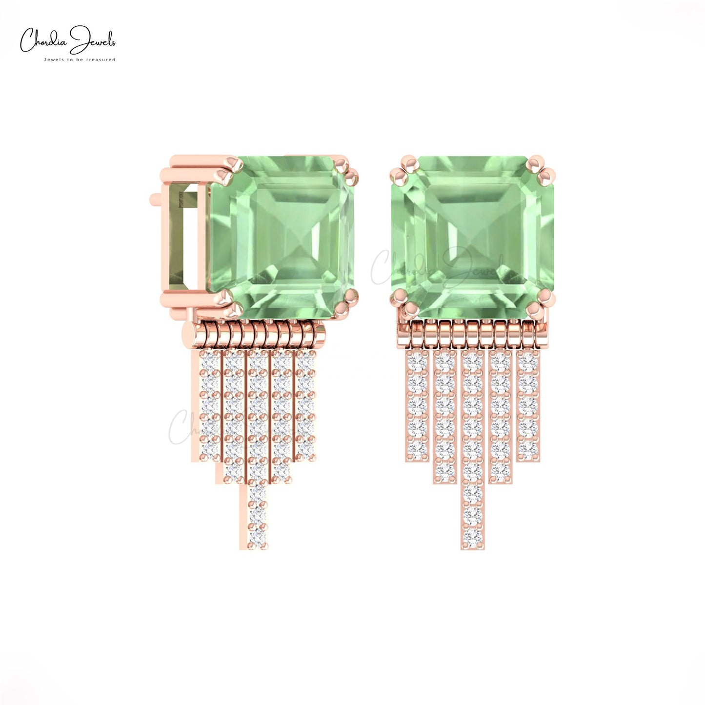 Natural Green Amethyst Earrings