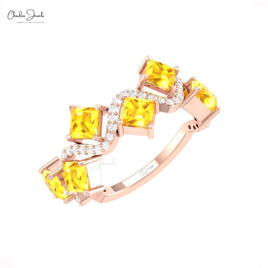 Square Cut Yellow Sapphire Ring