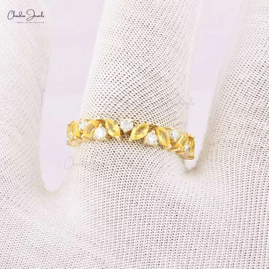 14k Solid Yellow Gold Half Eternity Band