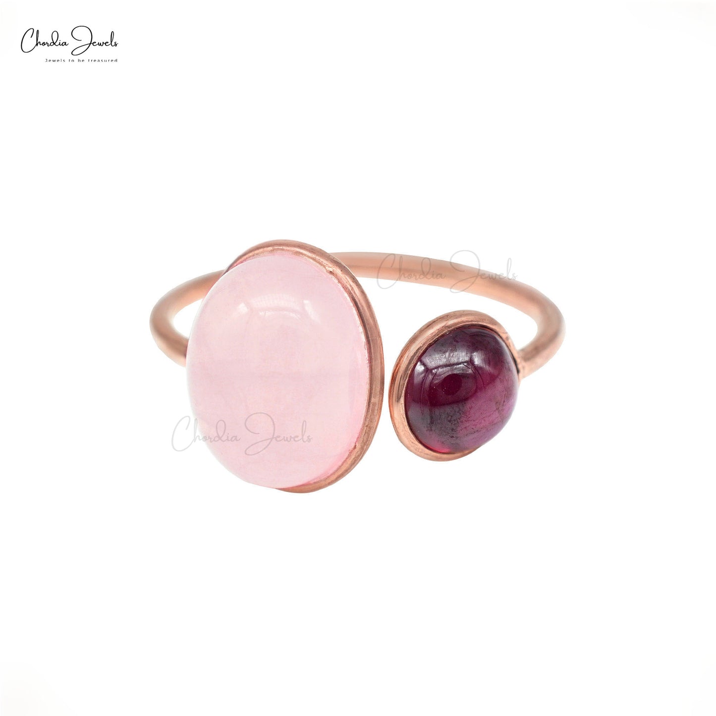 Genuine 3.6Ct Rose Quartz & Rhodolite Garnet Solid 14k Rose Gold Proposal Rings For Wife