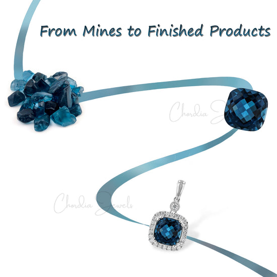 Round Cut AAA London Blue Topaz Studs Earring 14k Solid Gold With White Diamond Criss Cross Earring For Daughter