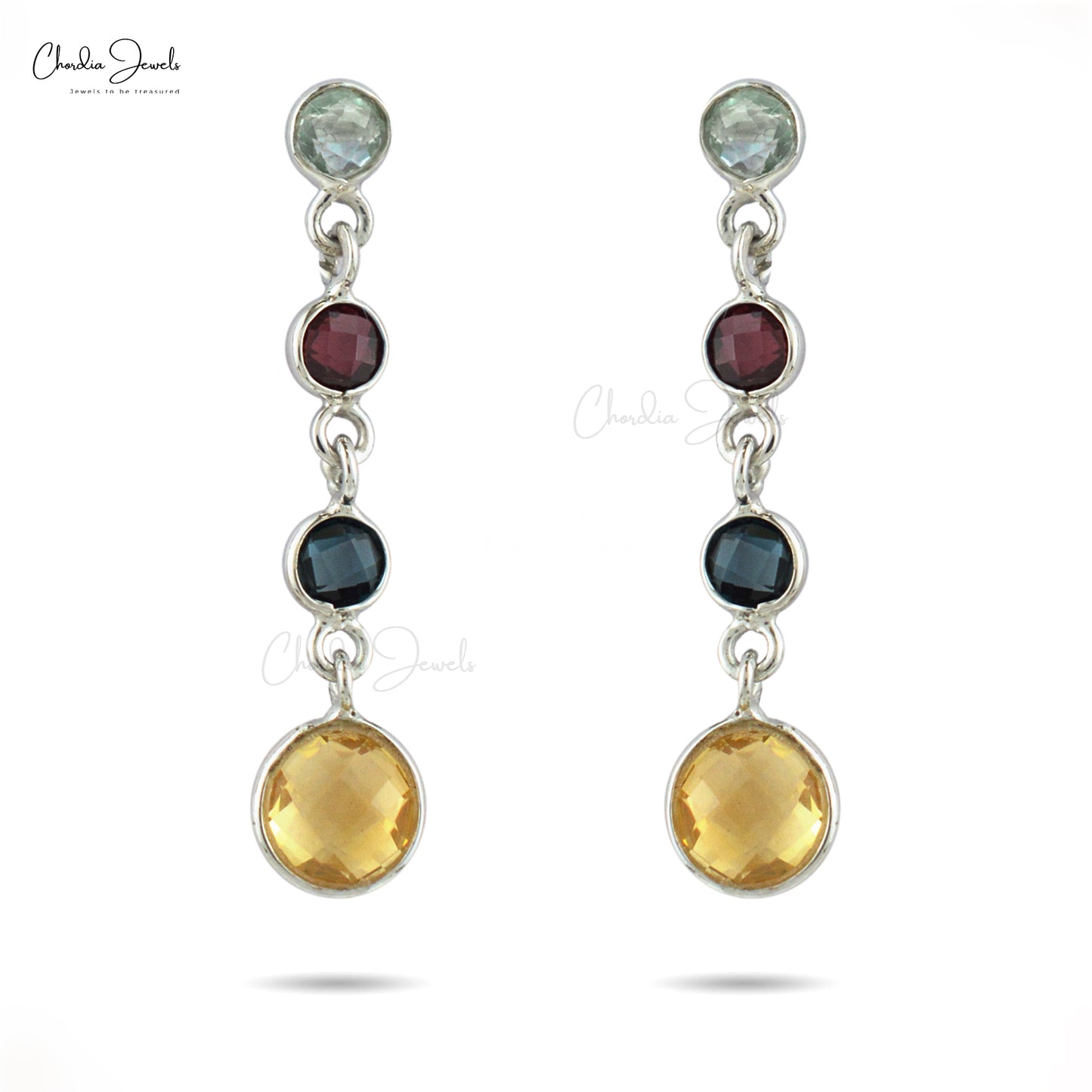 Top Quality 3.32 Ct Multi Stone Bezel Set In 925 Sterling Silver Dangle Earrings For Her