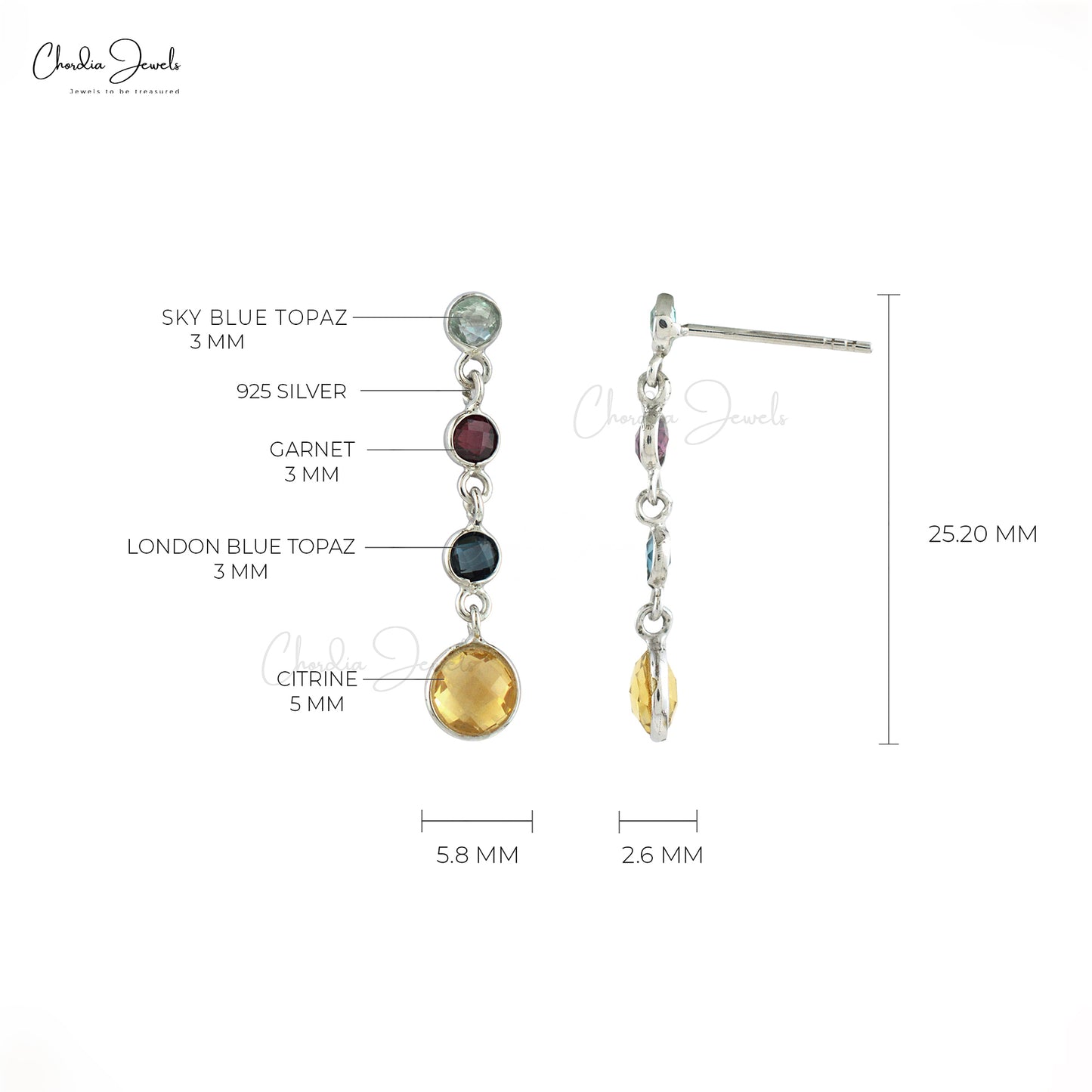 Top Quality 3.32 Ct Multi Stone Bezel Set In 925 Sterling Silver Dangle Earrings For Her