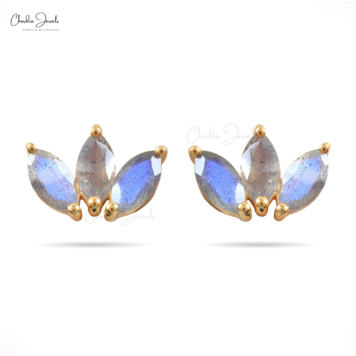 High Quality Marquise Cut Labradorite Semi Stone Studs Earrings In 925 Sterling Silver