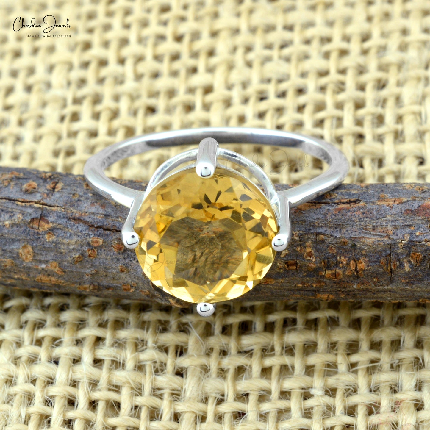 Single Gemstone 925 Silver Minimalist Ring With 3.41 Ct Citrine Solitaire Rings For Her