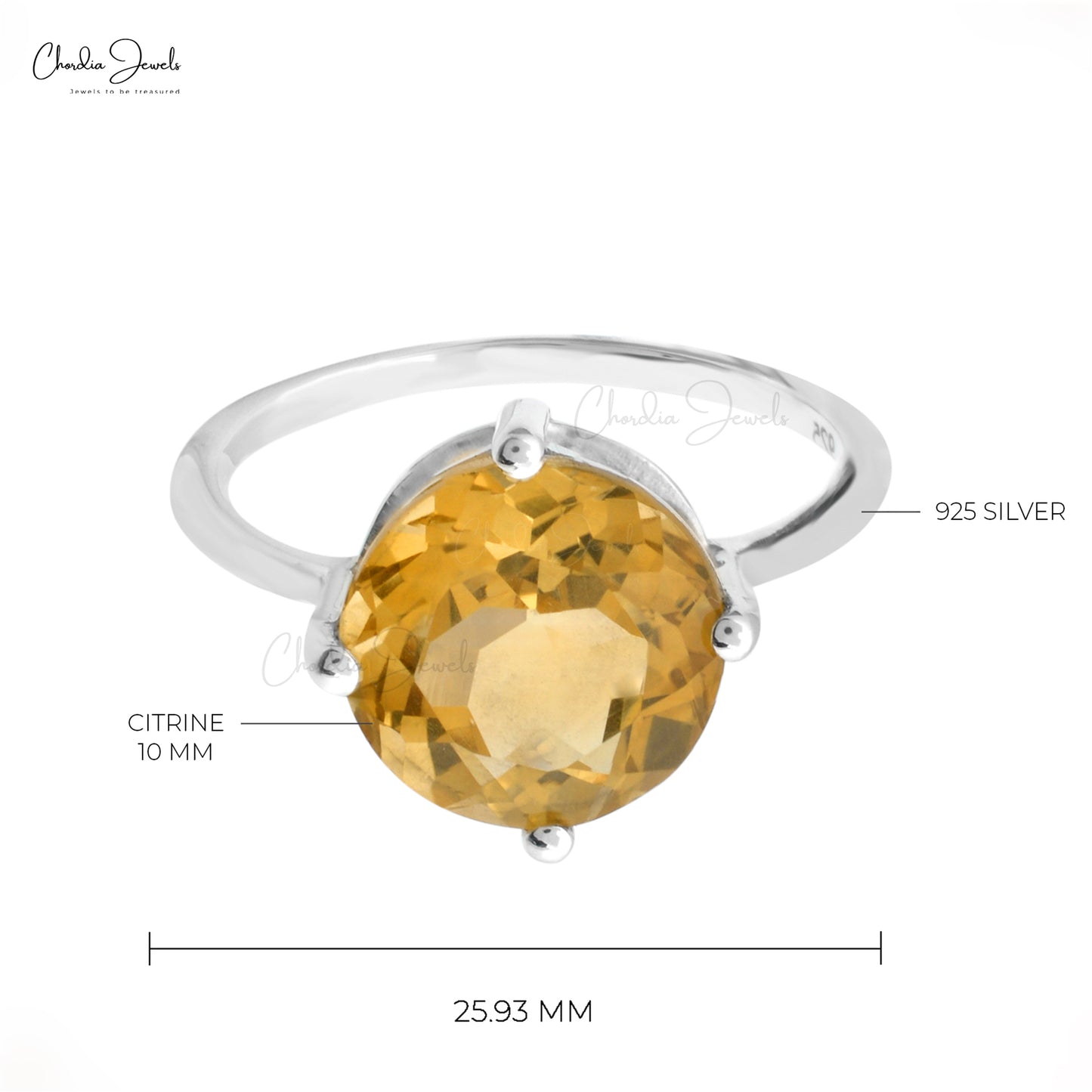 Single Gemstone 925 Silver Minimalist Ring With 3.41 Ct Citrine Solitaire Rings For Her