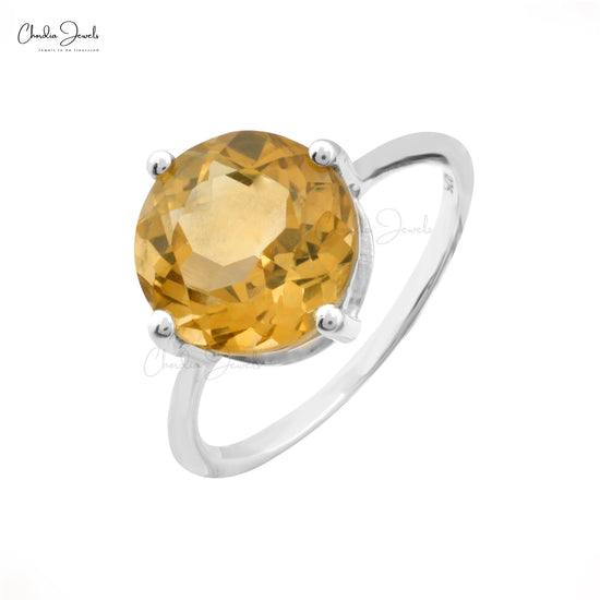 Single Gemstone 925 Silver Minimalist Ring With 3.41 Ct Citrine Solitaire Rings For Her