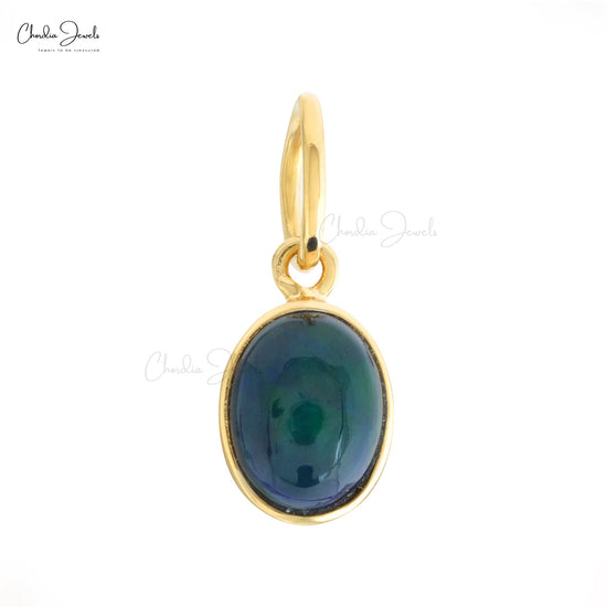 Single Gemstone 925 Silver Pendant With 6x4mm Black Opal Solitaire Necklace For Her