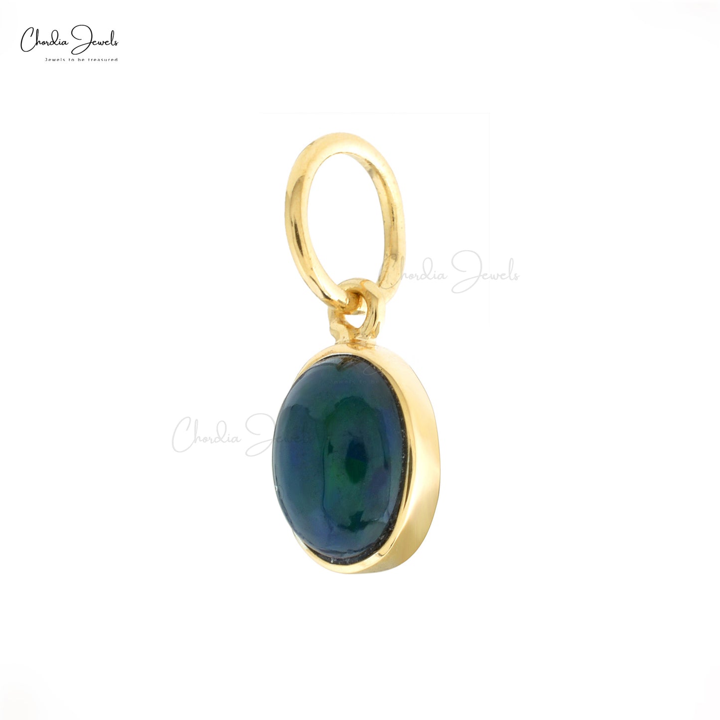 Single Gemstone 925 Silver Pendant With 6x4mm Black Opal Solitaire Necklace For Her