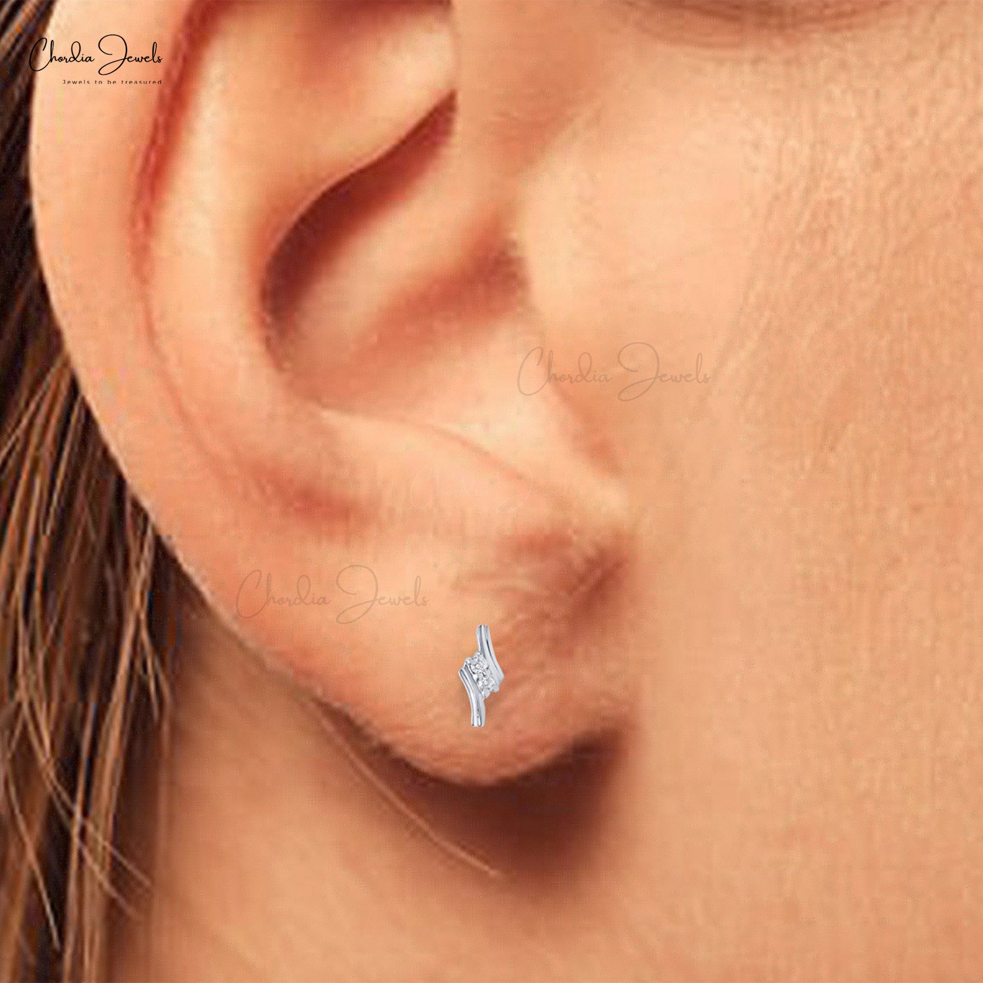 Dainty diamond stud on sale earrings