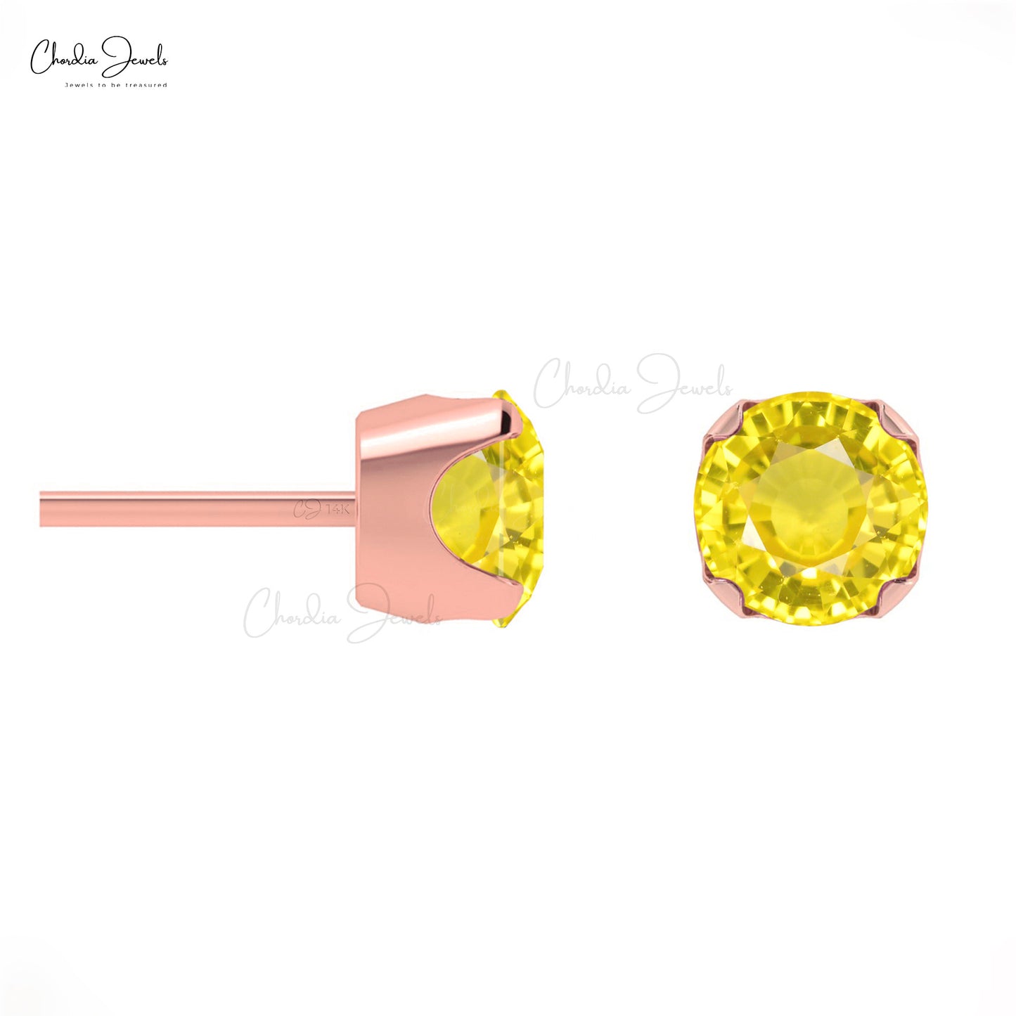 Round Yellow Sapphire Earrings