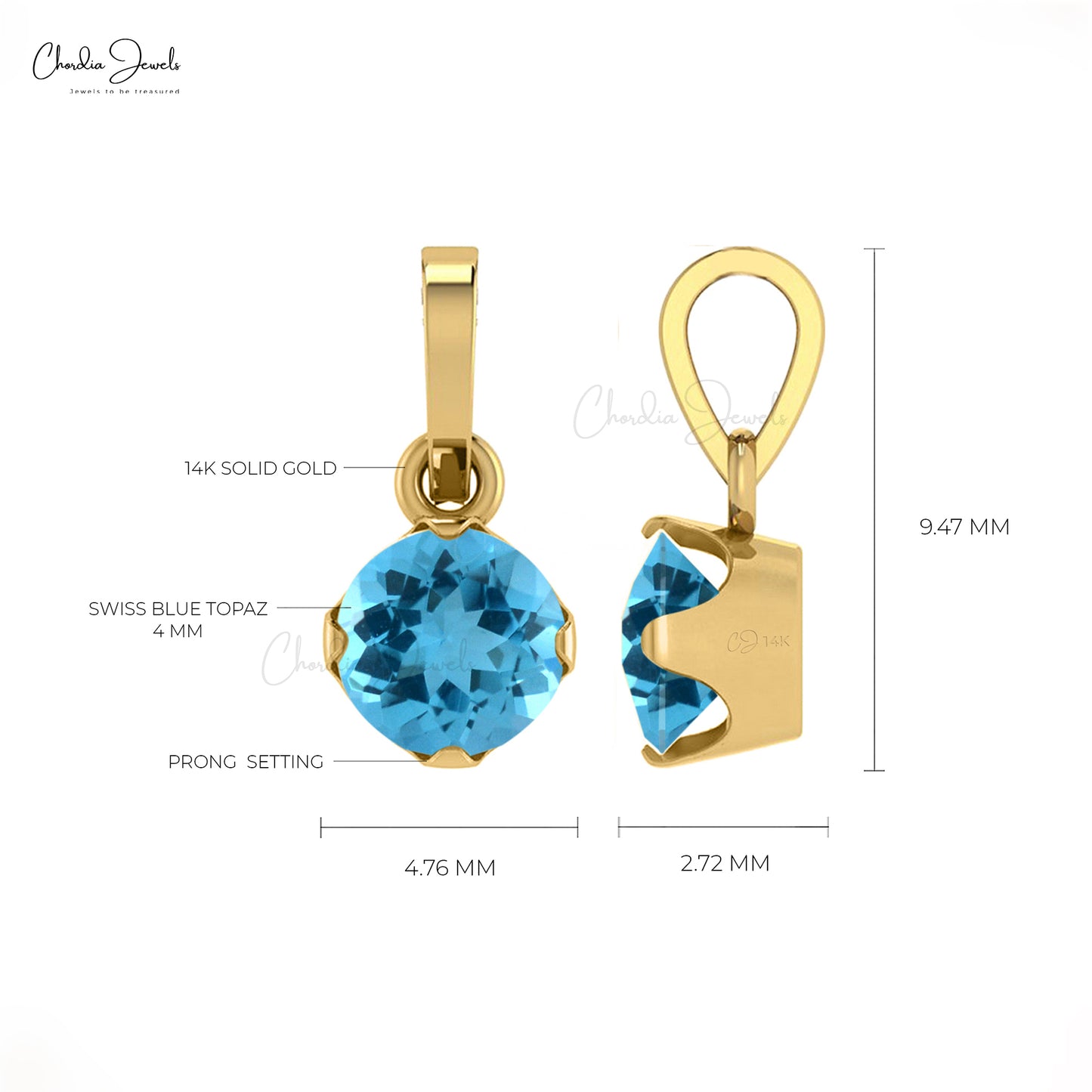 Buy Real Blue Topaz Pendant