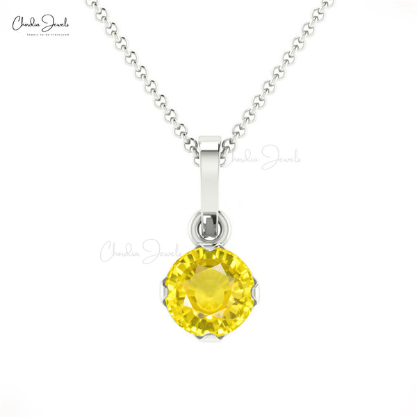 Yellow Sapphire Solitaire Pendant in 14k Solid Gold | Chordia Jewels