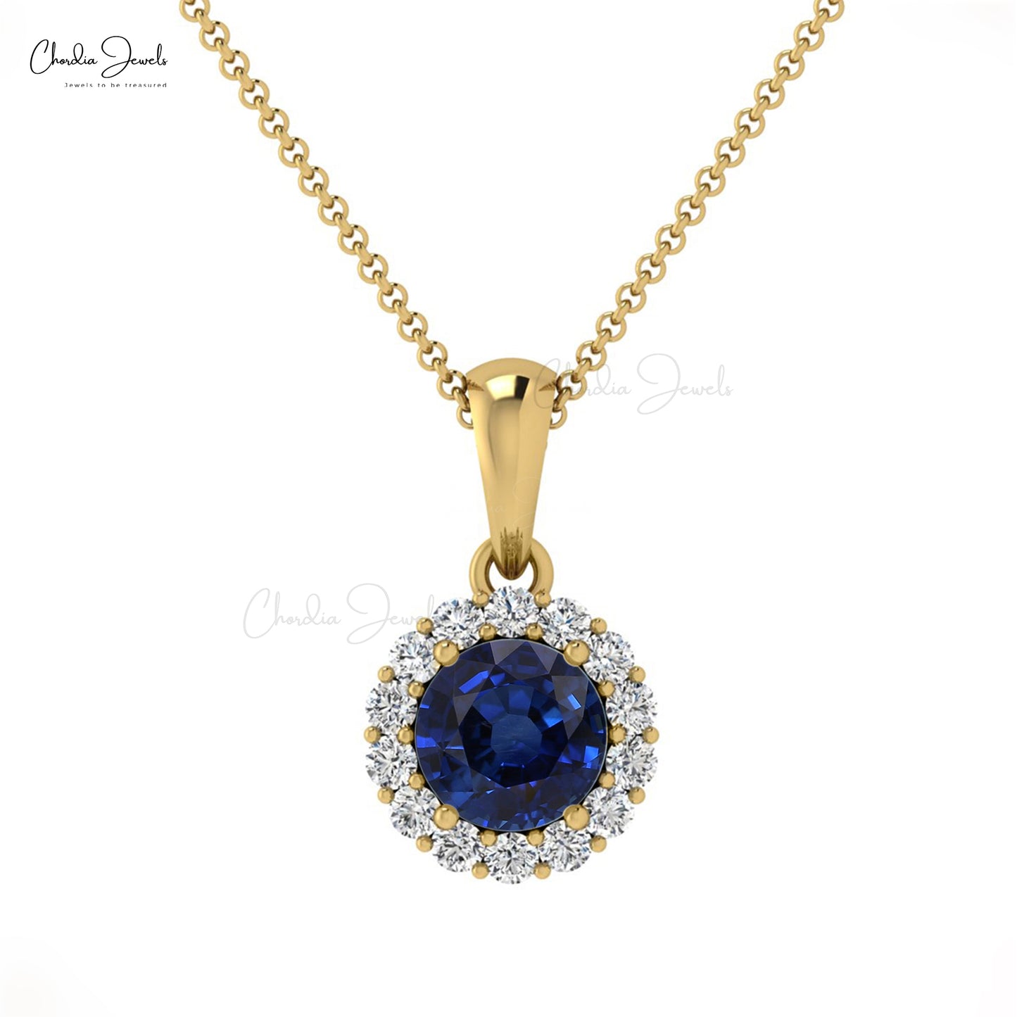 Buy Blue Sapphire Halo Pendant