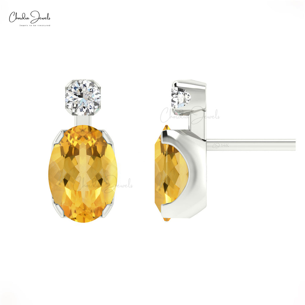 14K Solid Yellow Gold Cinnamon Citrine Earrings outlet .6ct