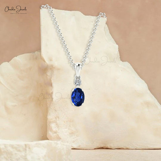 Blue Sapphire Necklace - Dainty Oval Necklace - Royal Blue Pendant – Adina  Stone Jewelry