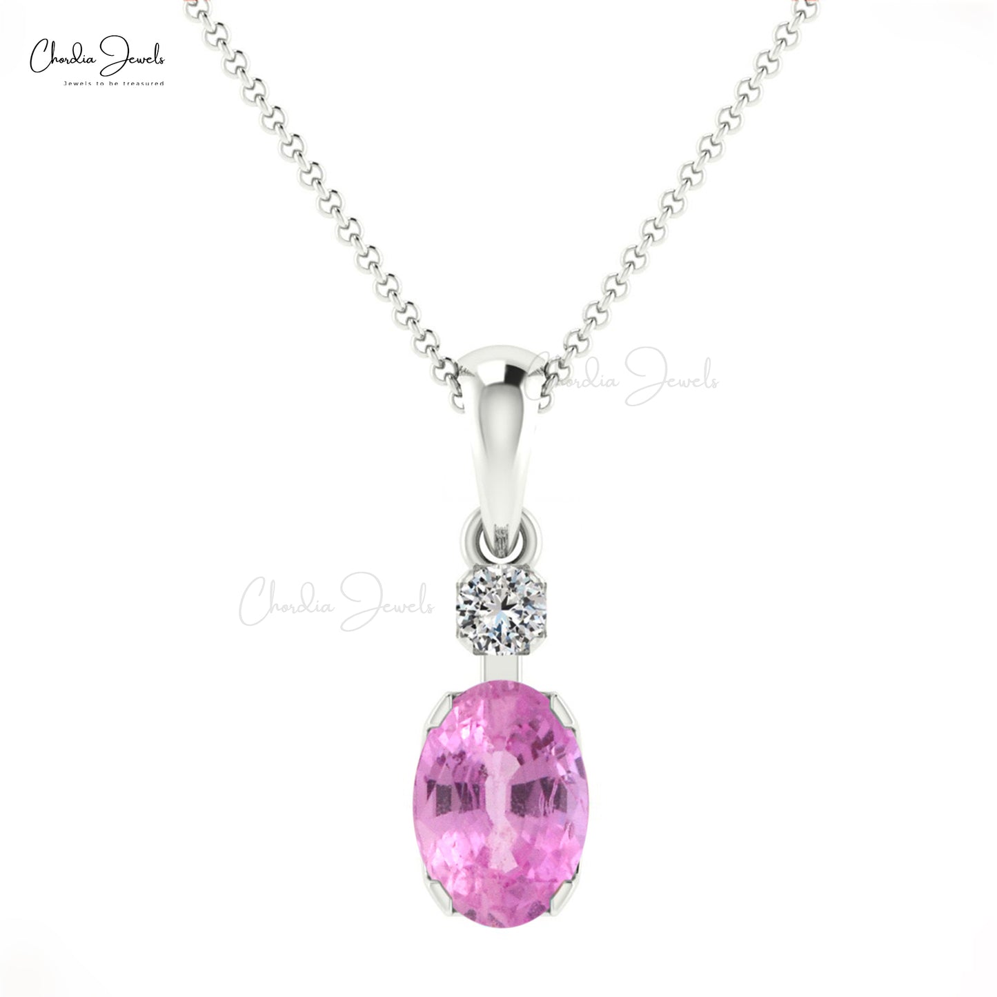 Buy Pink Sapphire Dainty Necklace in 14k Real Gold