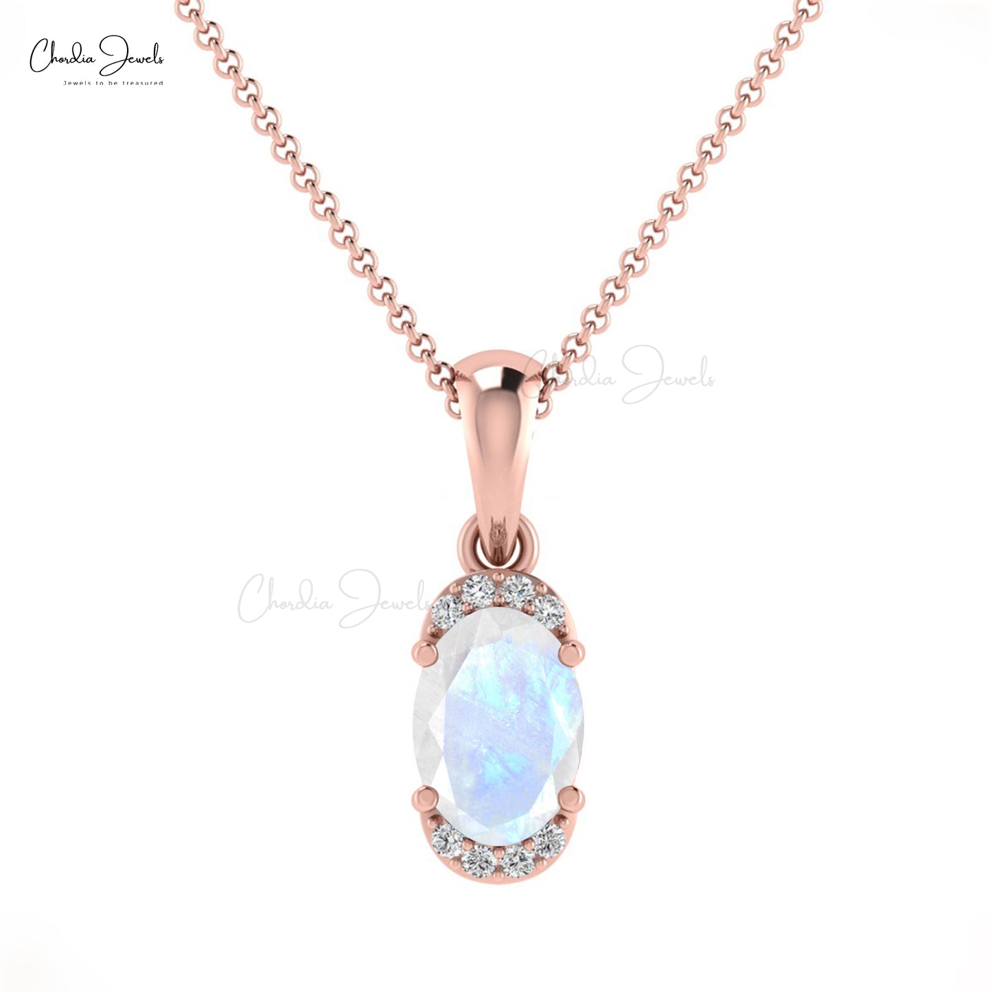 Rainbow Moonstone Half Halo Pendant