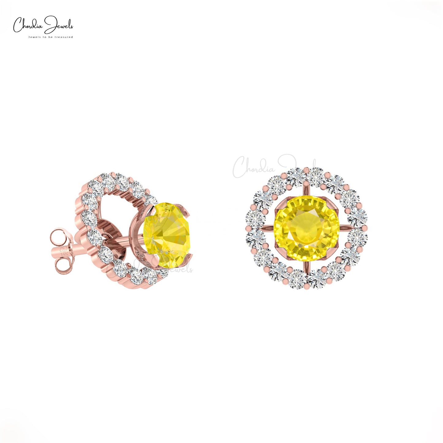 Yellow Sapphire Halo Earrings