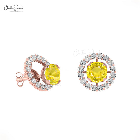 Yellow Sapphire Halo Earrings