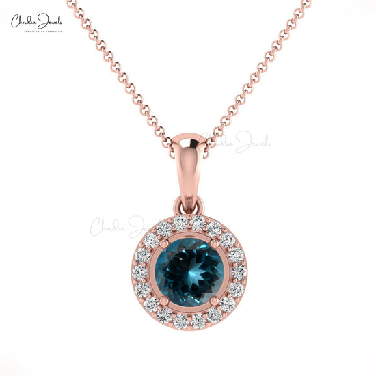 Shop London Blue Topaz Halo Pendant