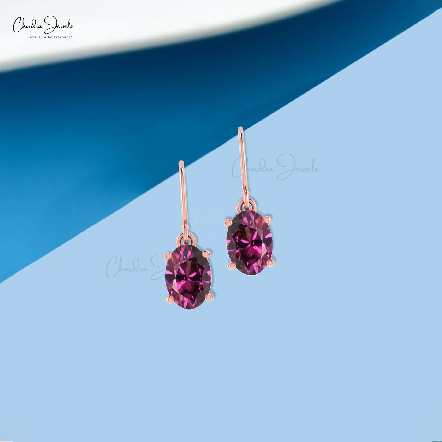 AAA Rhodolite Garnet Dangle Earrings 7x5mm Oval Cut Natural Gemstone Fish Hook Earrings 14k Real Grace Jewelry For Surprise Gift