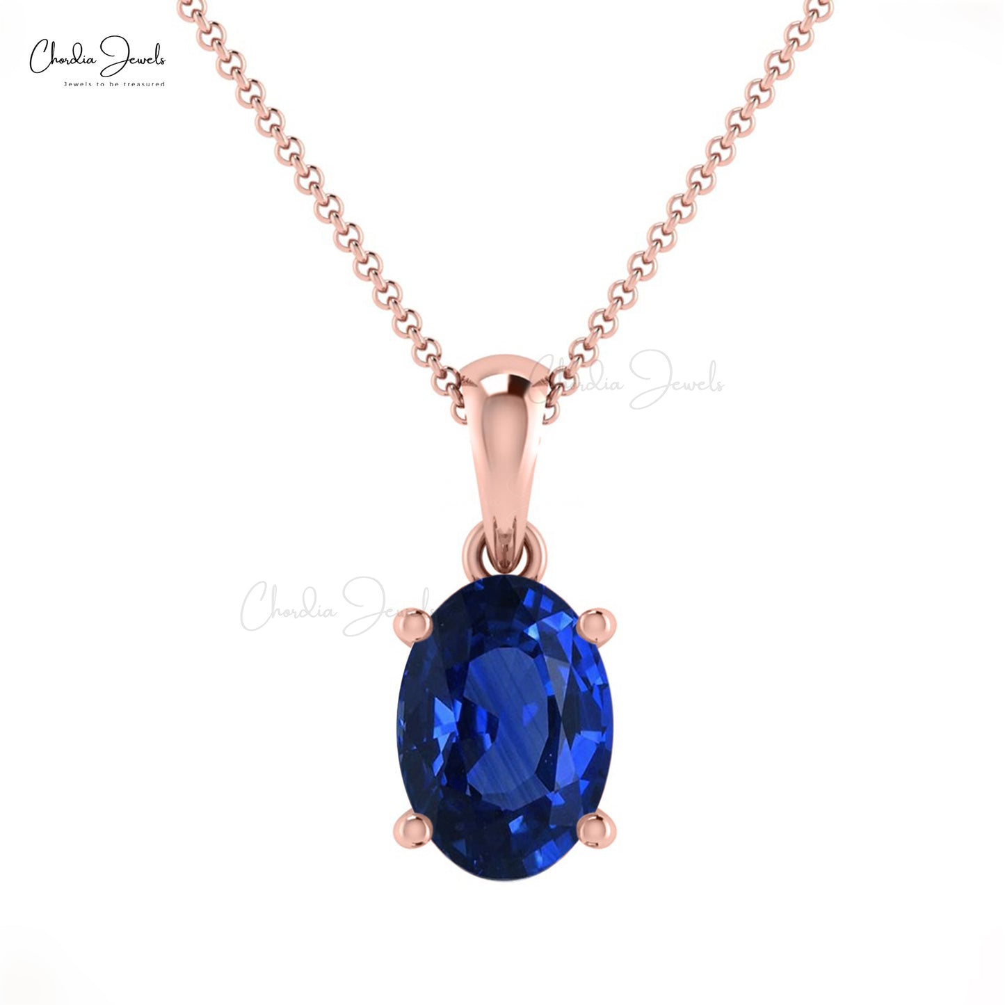 Blue Sapphire Solitaire Pendant in 14k Real Gold| September Birthstone