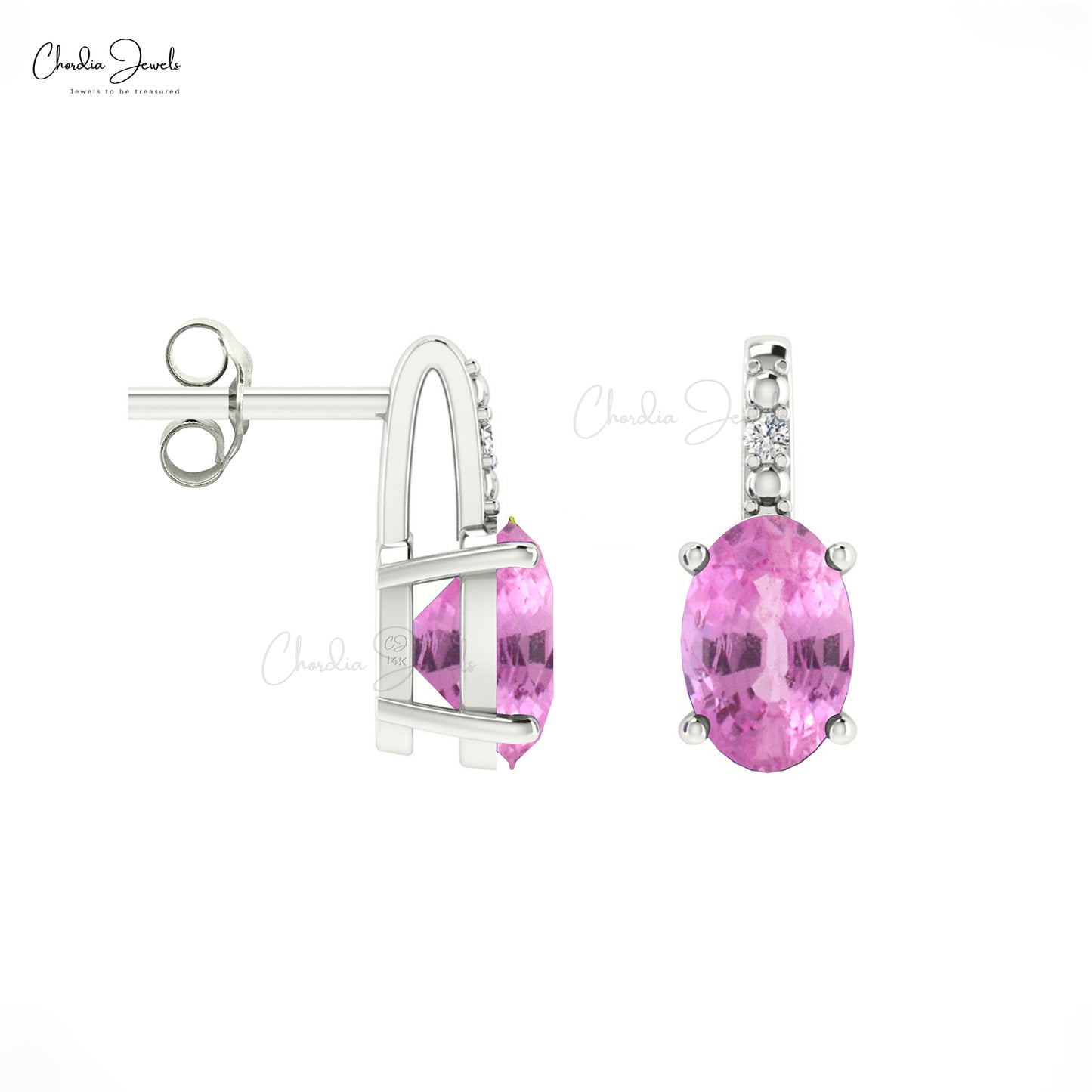 Pink Sapphire & Diamond Earrings