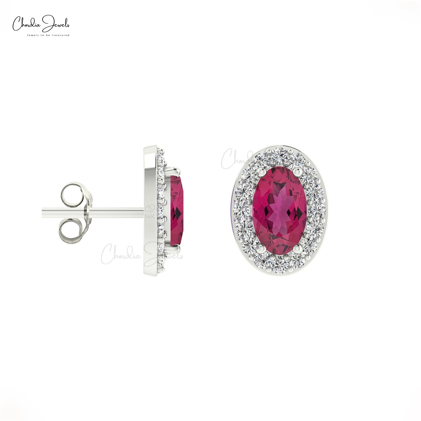 Oval Cut Gemstone Studs Earrings