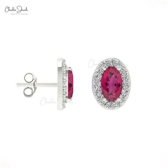 Oval Cut Gemstone Studs Earrings