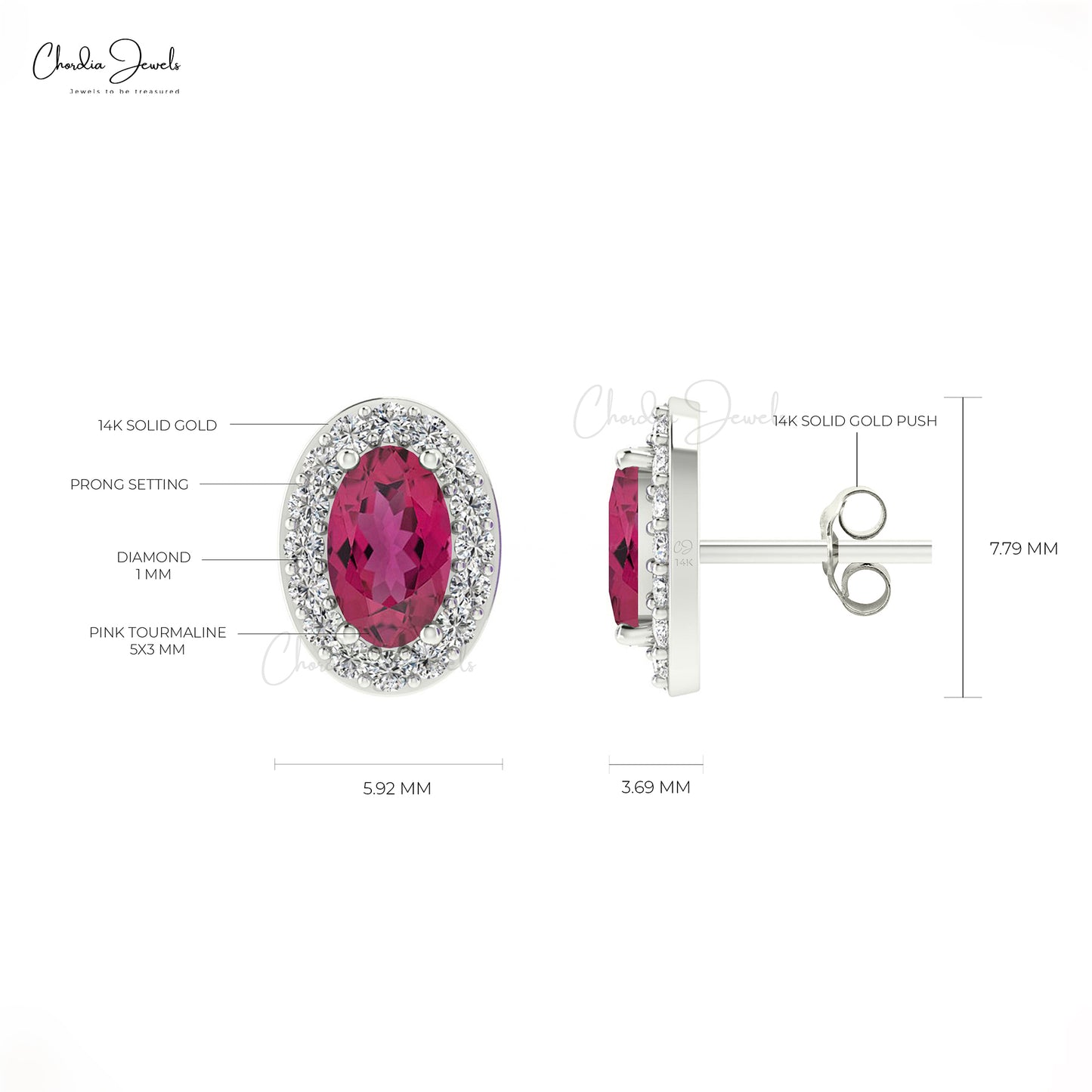 Tourmaline And Halo Diamond Earrings