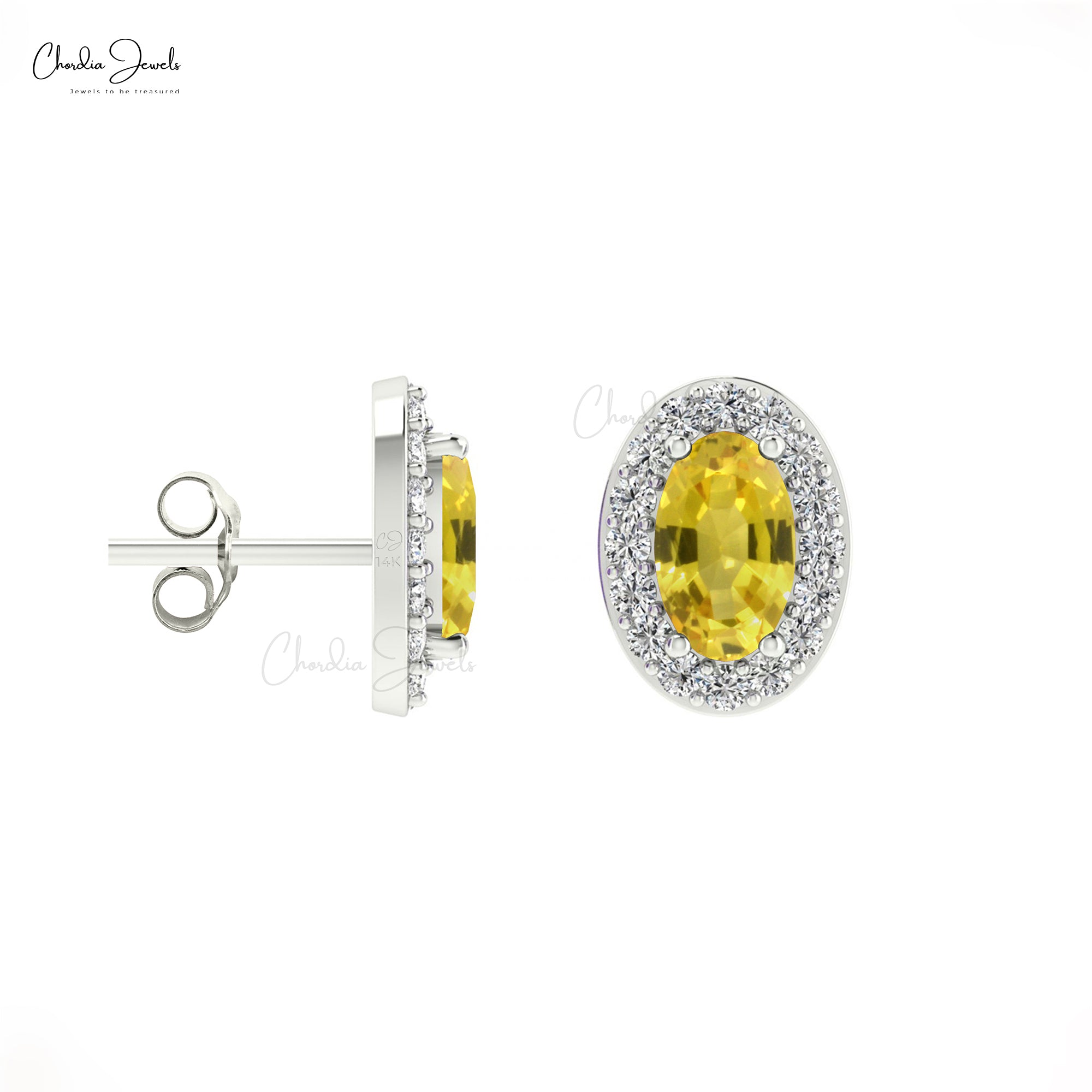 0.78ct Orange Sapphire Stud Earrings 14k Yellow Gold