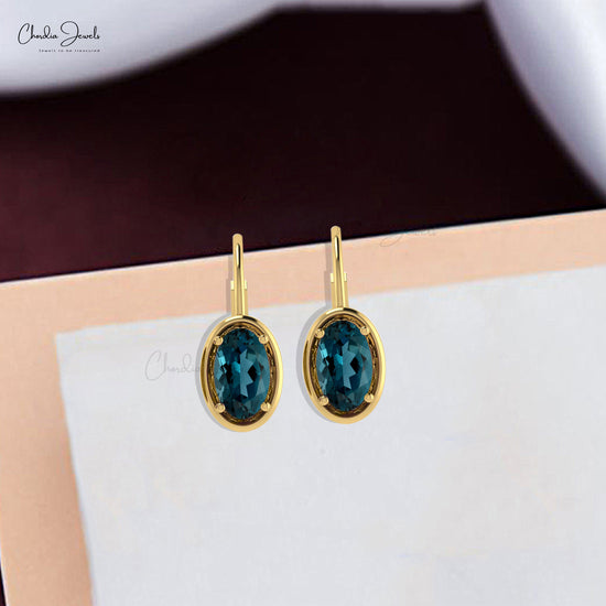 14K Yellow Gold Oval-Cut London Blue Topaz Stud Earrings - 20119765 | HSN