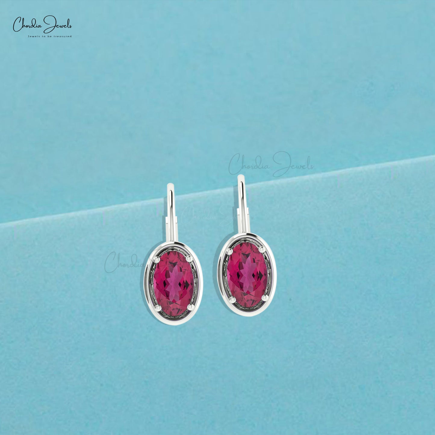 Solitaire 1.4Ct Pink Tourmaline Lever Back Earrings In 14k White Gold Jewelry