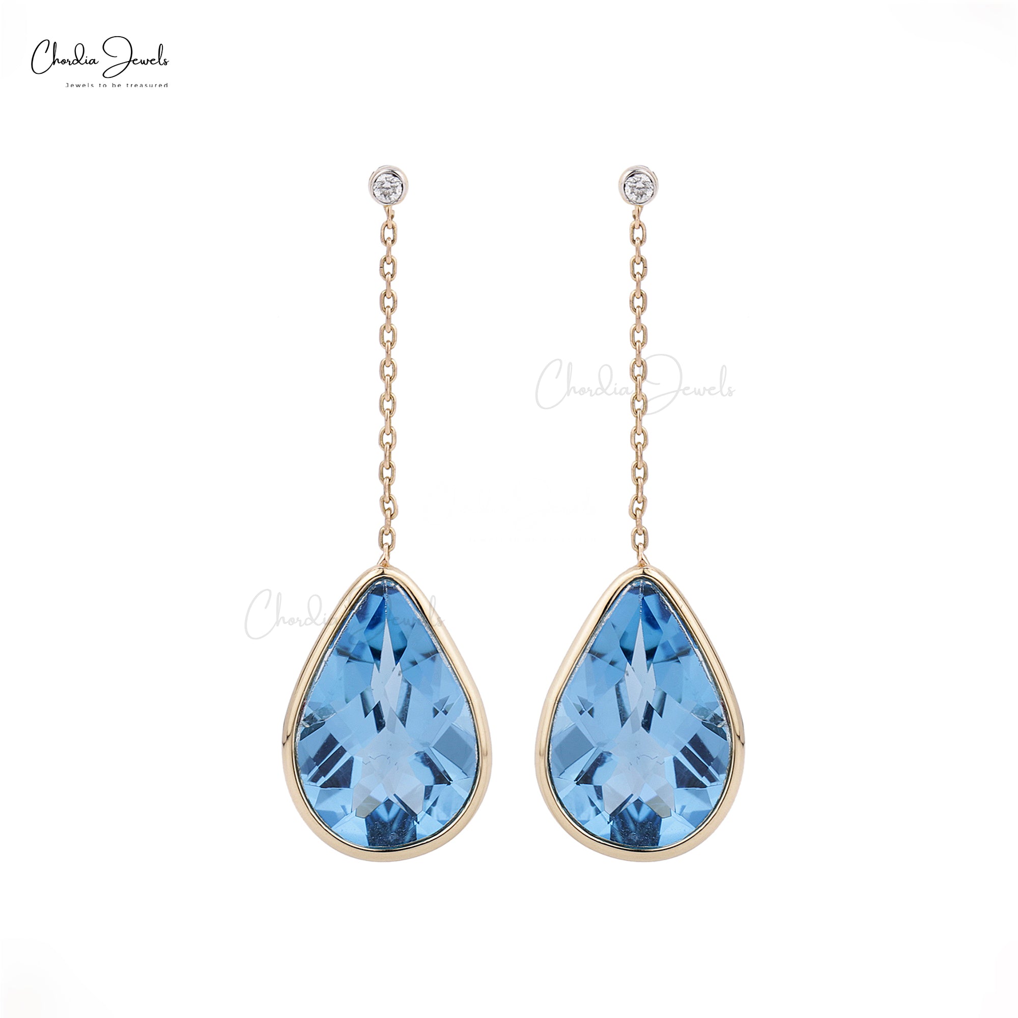 Buy Swiss Blue Topaz Earrings In 14k Yellow Gold | December