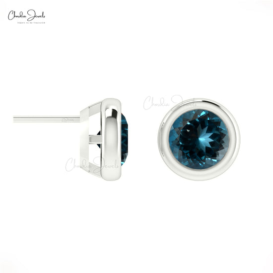 London Blue Topaz Studs For Gift