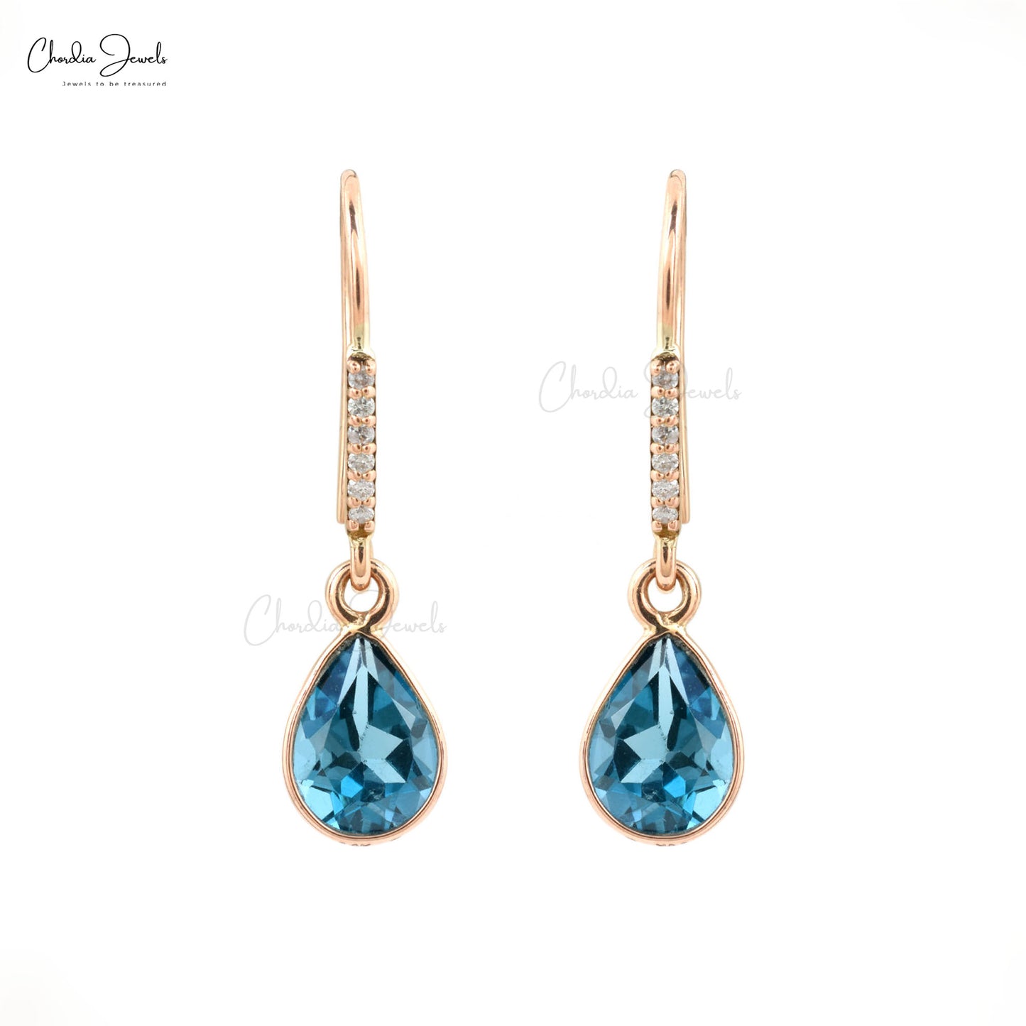 14K GOLD AND SWISS BLUE TOPAZ DROP EARRINGS