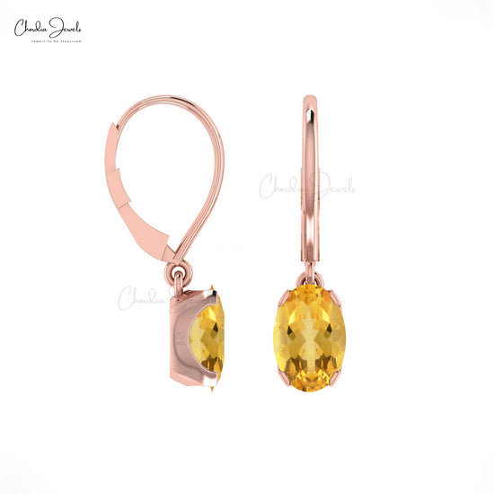 14k Solid Gold Citrine Earrings