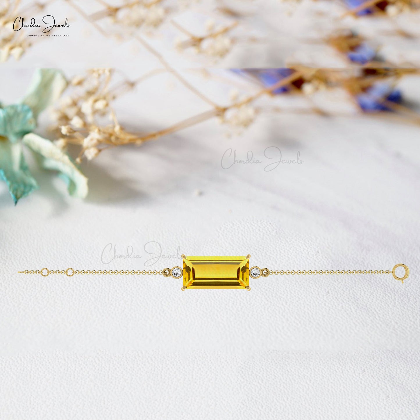 Yellow Citrine November Birthstone Bracelet Natural Baguette Cut Gemstone Grace Jewelry 14k Solid Gold Dainty Bracelet For Her