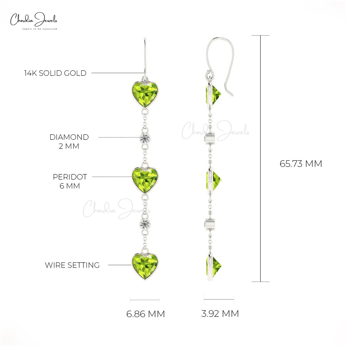 Buy Now 14k Gold Peridot & Diamond Dangling Earrings By Chordia Jewels