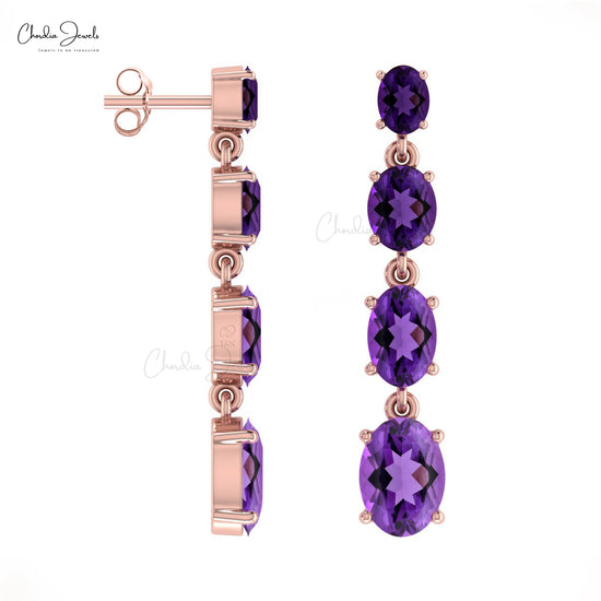 Prong Set Amethyst Gemstone Earrings