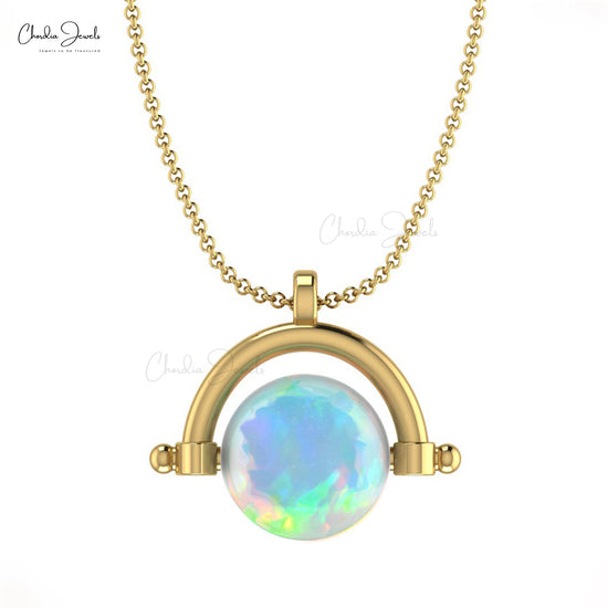 7mm Fire Opal Tiny Sphere Ball Drill Locket Pendant In 14k Solid Yellow Gold