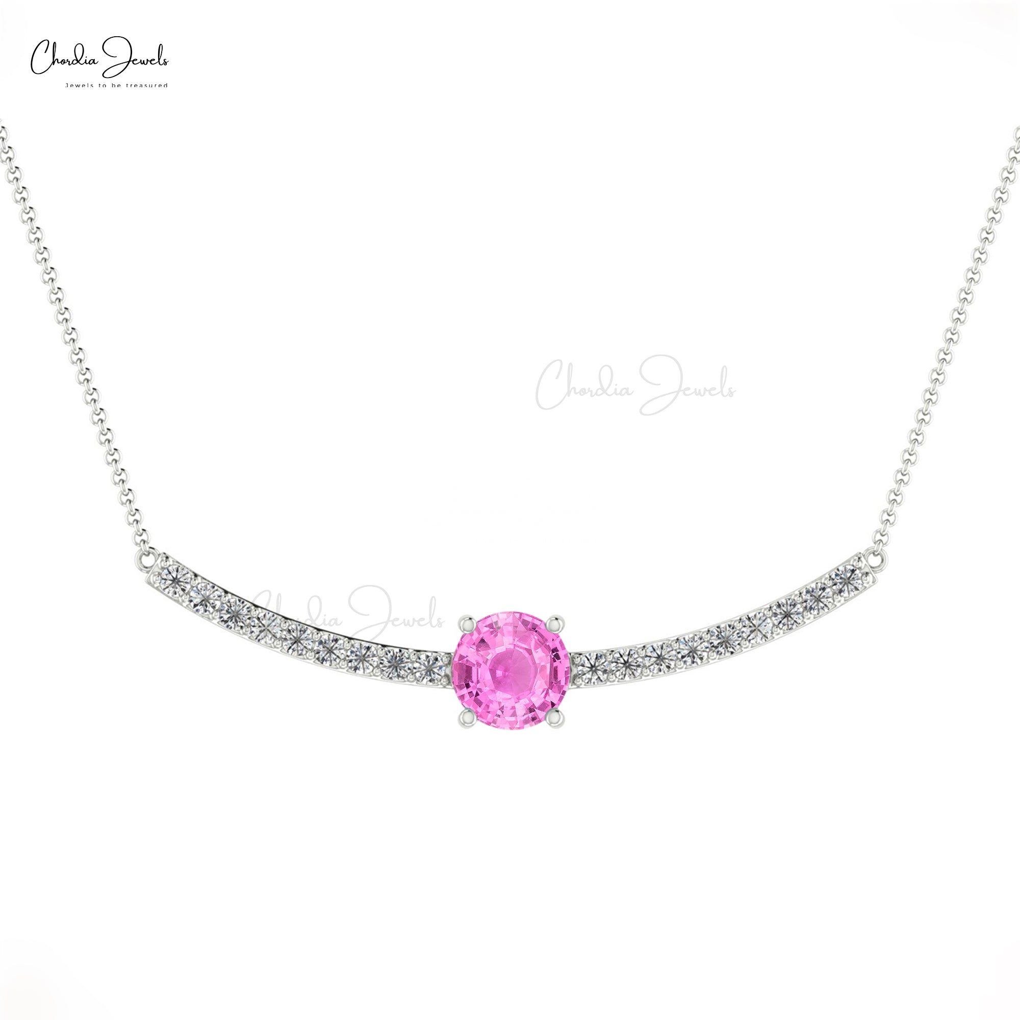 Buy Pink Sapphire Dainty Necklace in 14k Real Gold | Chordia Jewels