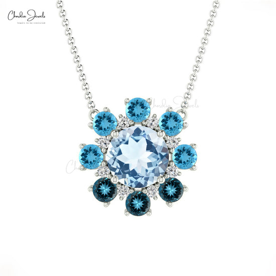 Natural Blue Topaz Necklace