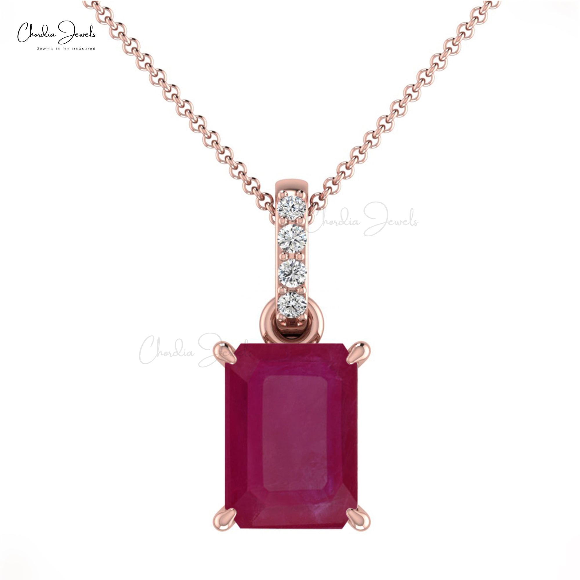 Emerald cut deals ruby pendant