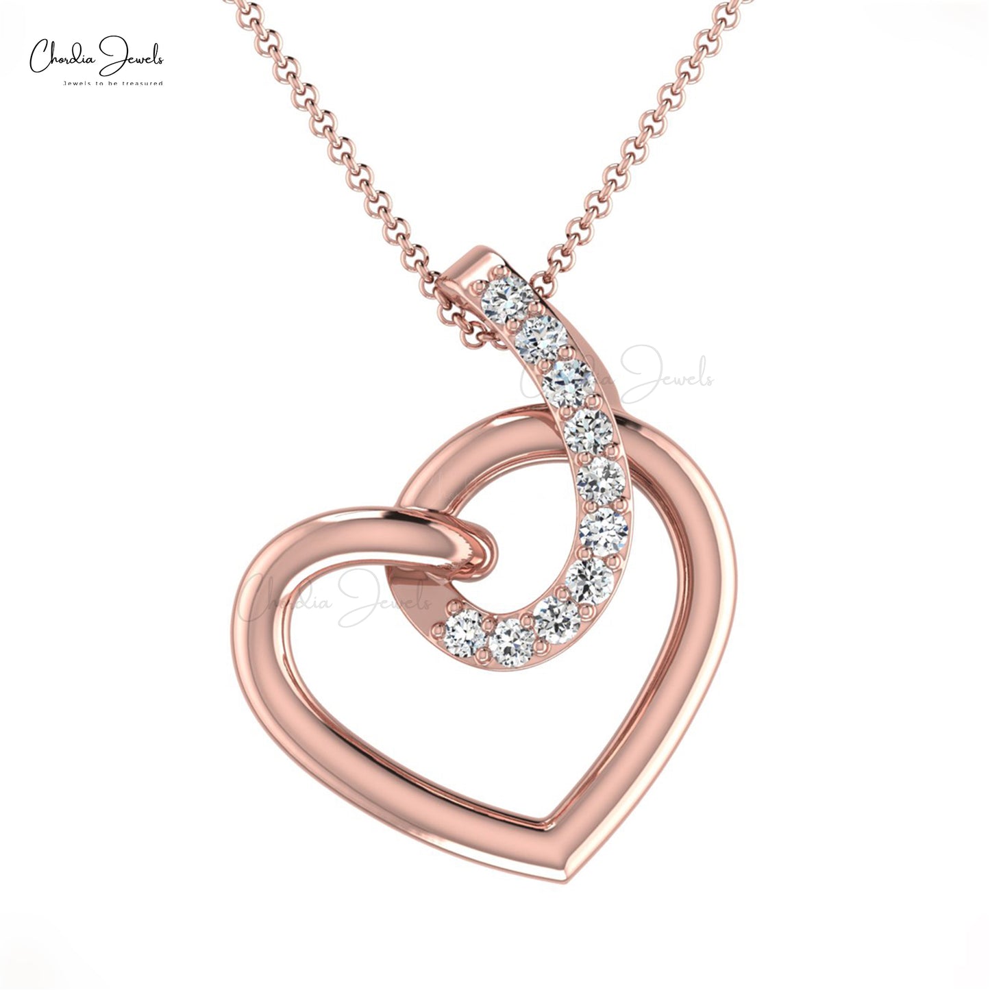 Diamond Heart Locket in 14k Solid Gold with 0.06 Ct White Diamond Love Pendant