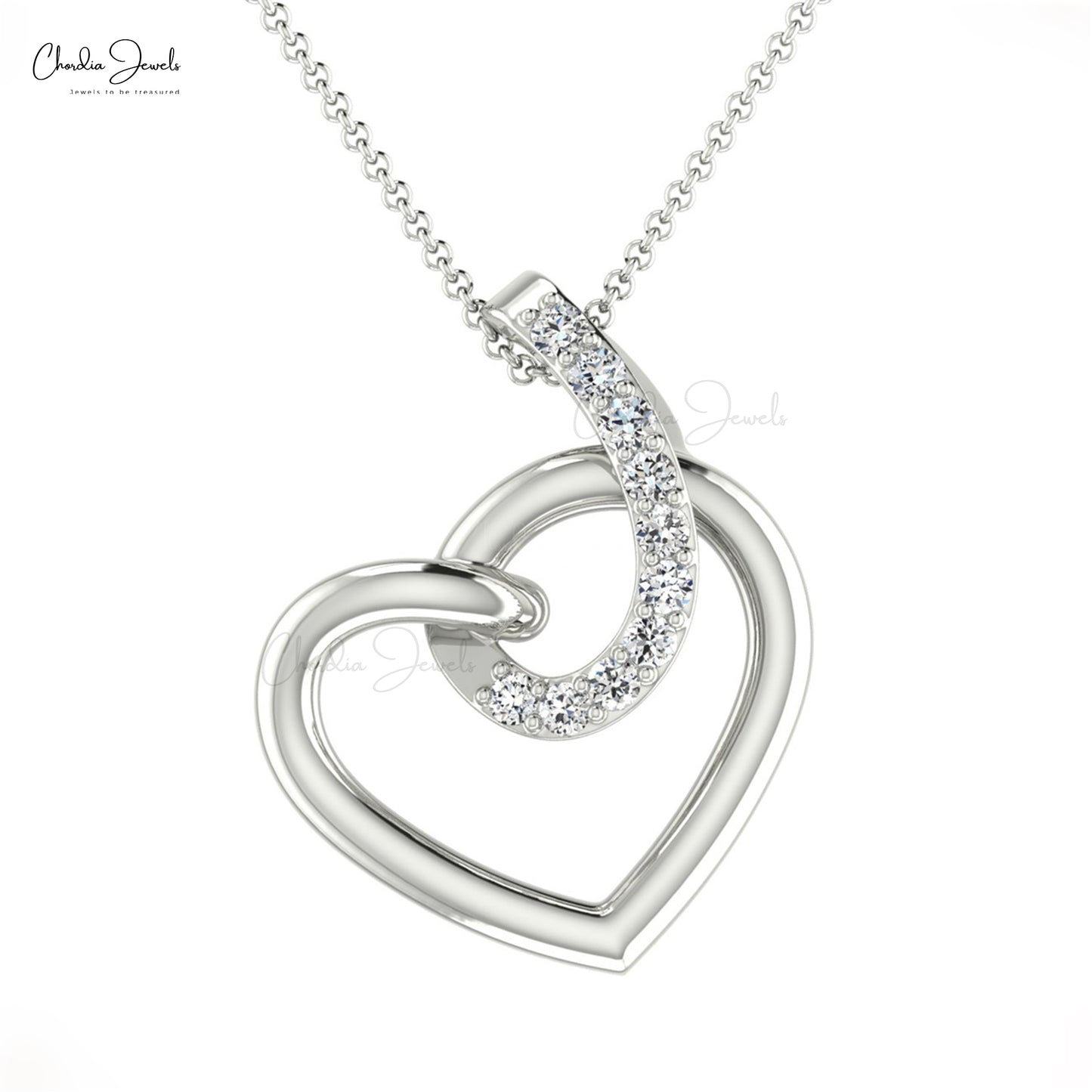 Diamond Heart Locket in 14k Solid Gold with 0.06 Ct White Diamond Love Pendant